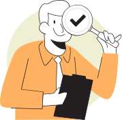 虫眼鏡でチェックする男性のイラスト